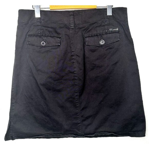 SPLIT Womens Short Skirt Straight Front A-Line Zip Up Cotton Pockets Black 11 - Picture 2 of 11